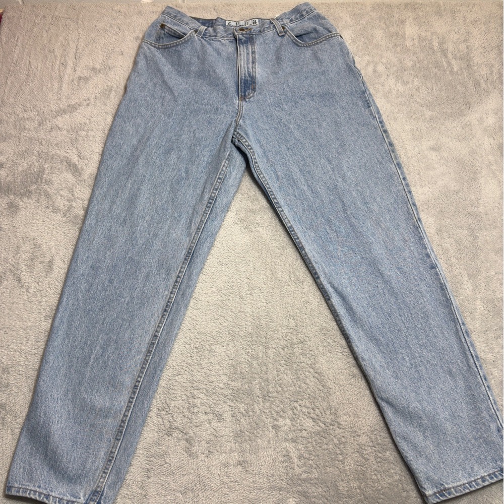 Zena Jeans Women 12 AVG Light Blue Vintage Mom Jeans High Rise Tapered Leg VTG
